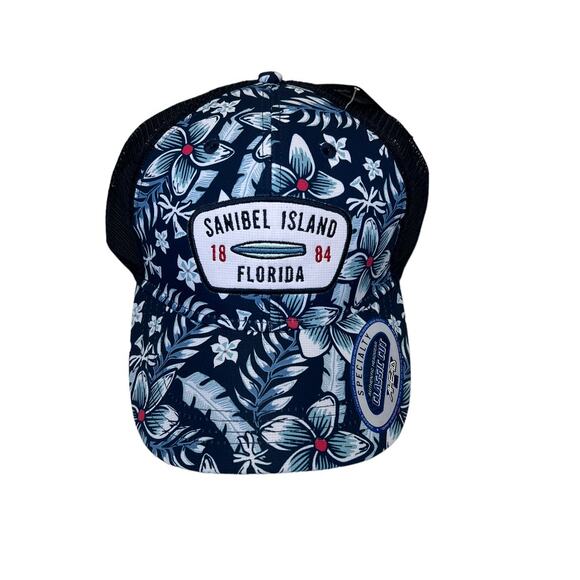 Adjustable Baseball Hat, Navy Tropical Front, Mesh Back NWT - Picture 1 of 5